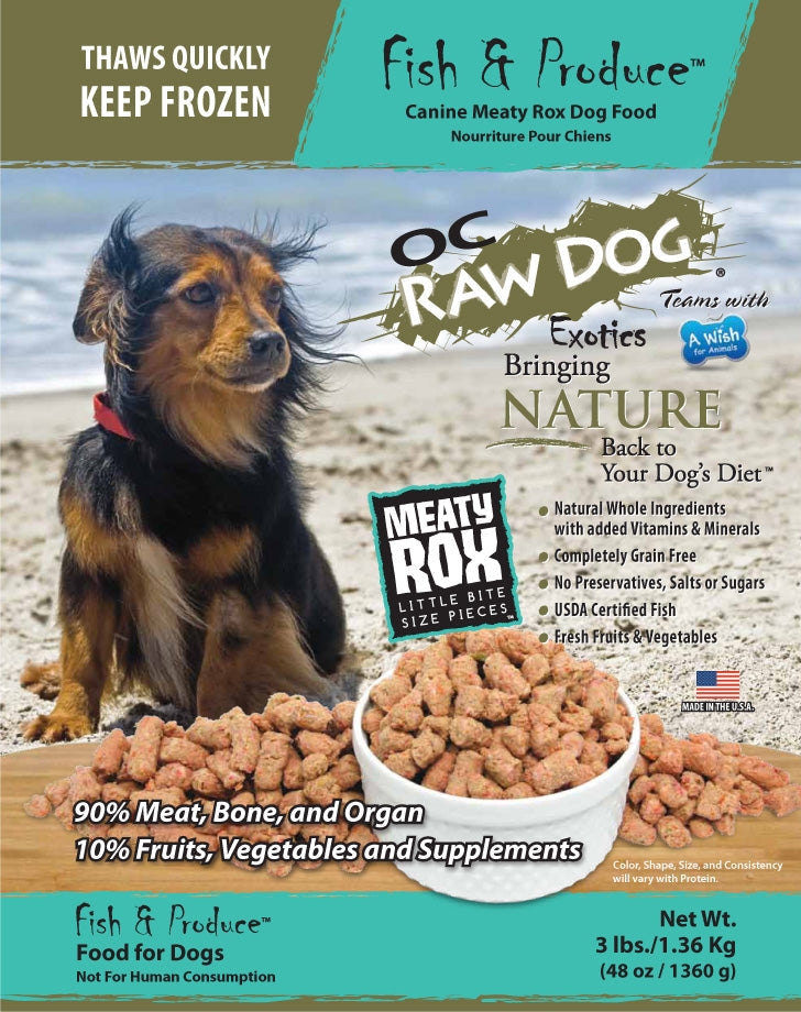 OC Raw Frozen Foods Fish & Produce Meaty Rox Raw Frozen Dog Food - 3 lb Bag  