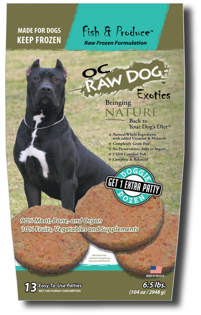 OC Raw Frozen Foods Fish & Produce Meaty Rox Raw Frozen Dog Food - 7 lb Bag  