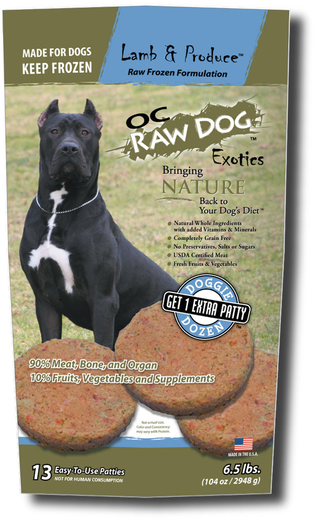 Oc Raw OC Raw Frozen Foods Lamb & Produce Meaty Rox Raw Frozen Dog Food - 7 lb ...