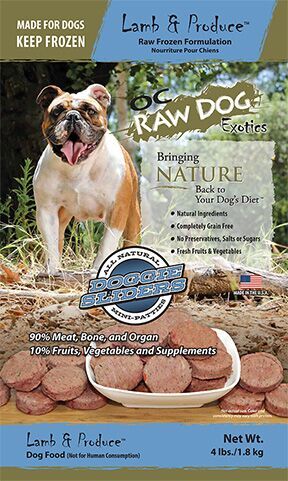 OC Raw Frozen Foods Lamb & Produce Sliders Raw Frozen Dog Food - 4 lb Bag  