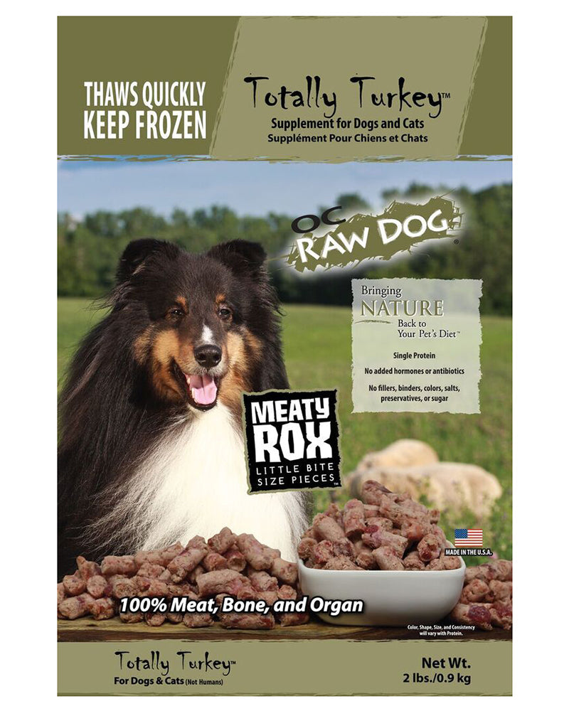 OC Raw Frozen Foods Totally Turkey Meat Only Meaty Rox - 2 lb Bag  