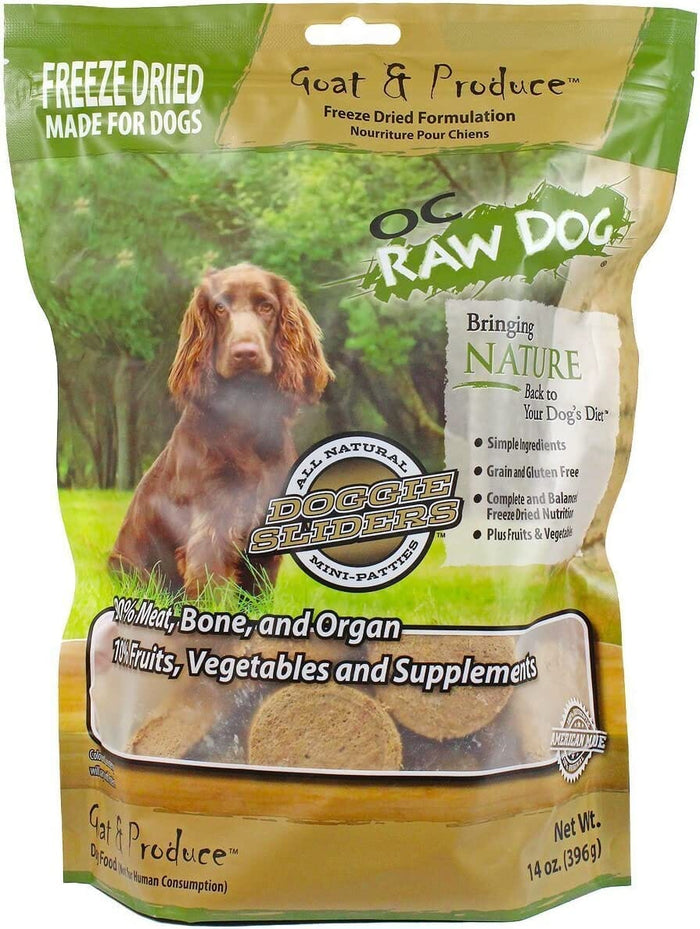 OC Raw Goat & Produce Sliders Freeze-Dried Dog Treats - 14 Oz Bag