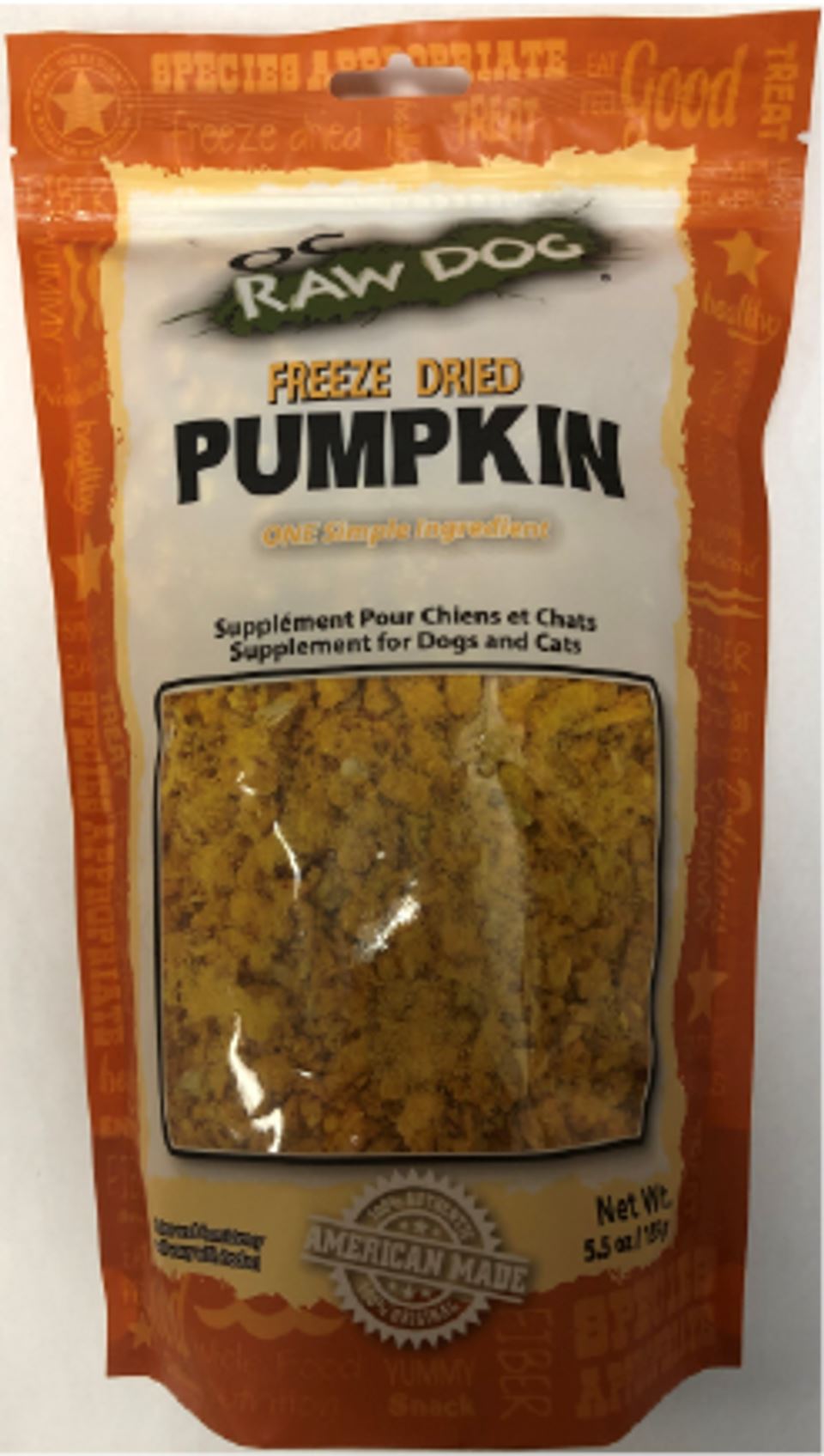 OC RAW Pumpkin Freeze-Dried Dog Treats - 5.5 Oz  