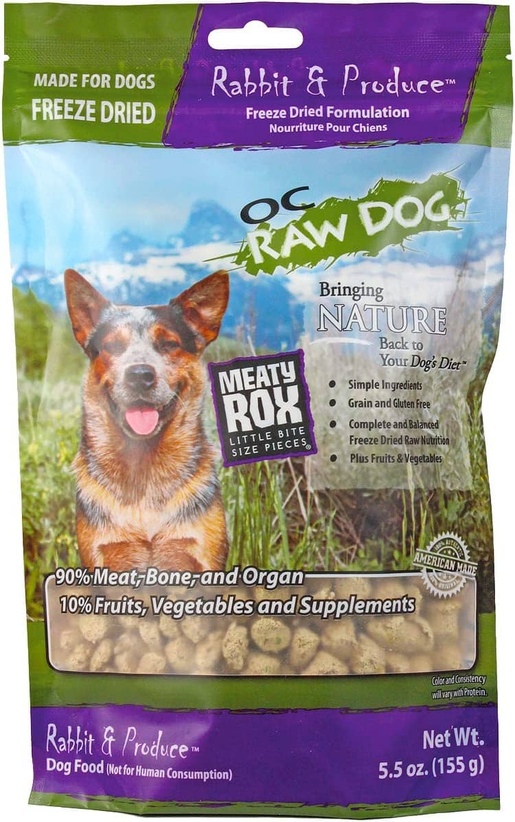 OC Raw Rabbit & Produce Meaty Rox Freeze-Dried Dog Treats - 5.5 Oz Bag  