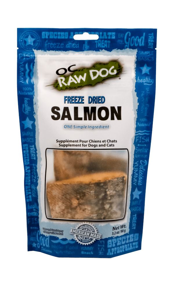 OC Raw Salmon Freeze-Dried Cat and Dog Supplemental Treats - 3.2 Oz Bag