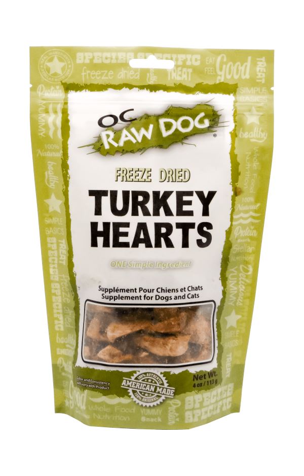 OC Raw Turkey Hearts Freeze-Dried Cat and Dog Supplemental Treats - 4 Oz Bag  