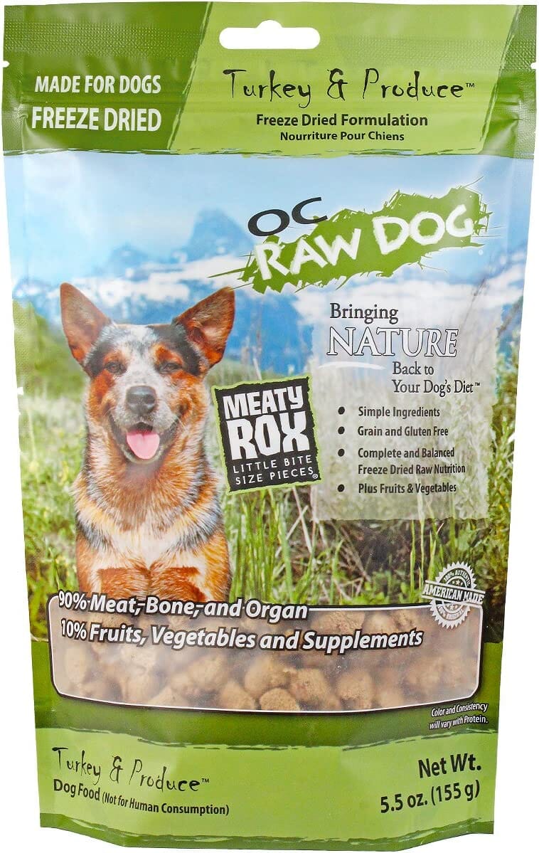 OC Raw Turkey & Produce Meaty Rox Freeze-Dried Dog Treats - 5.5 Oz Bag  