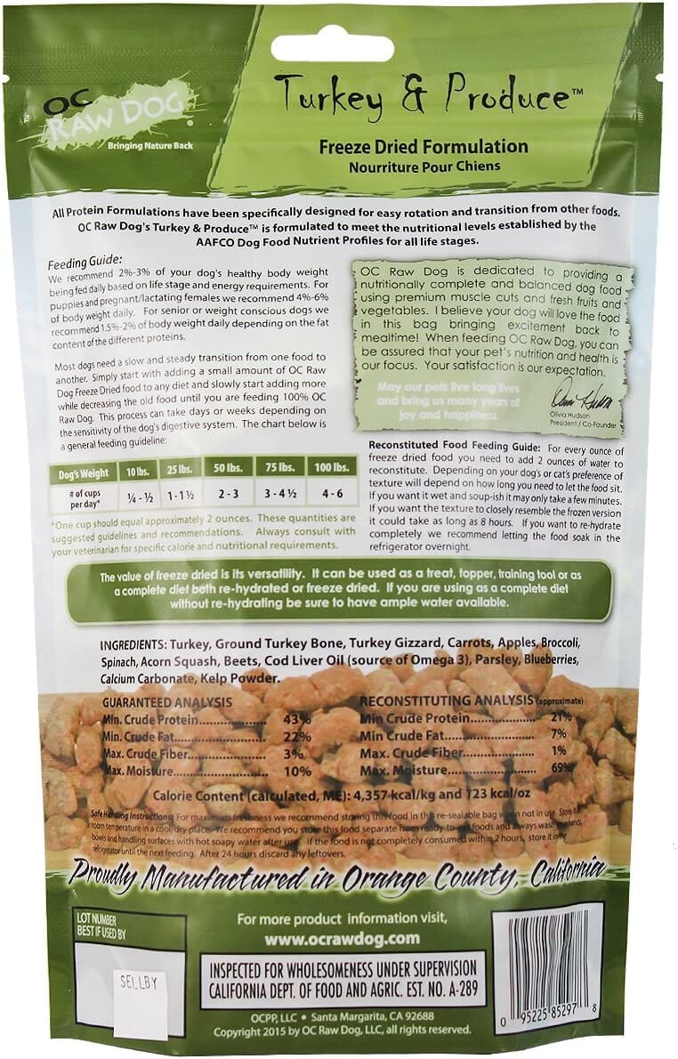 OC Raw Turkey & Produce Meaty Rox Freeze-Dried Dog Treats - 5.5 Oz Bag  