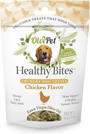 Olvipet Healthy Bites Olive Oil Based Crunchy Dog Biscuit Treats  - 6 oz