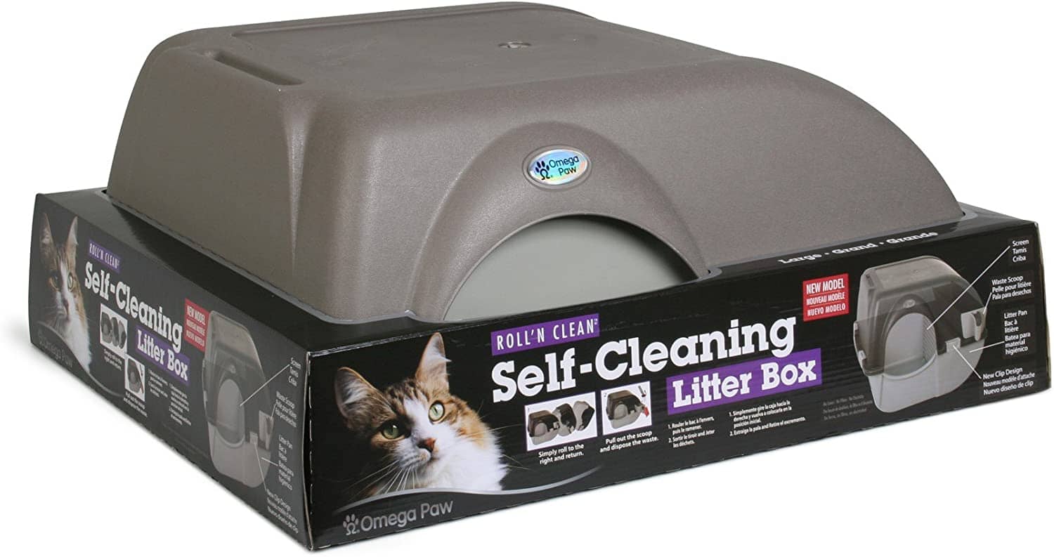 Omega Paw Omega Paw Self-Cleaning Cat Litter Box - Brown/Taupe - Large  