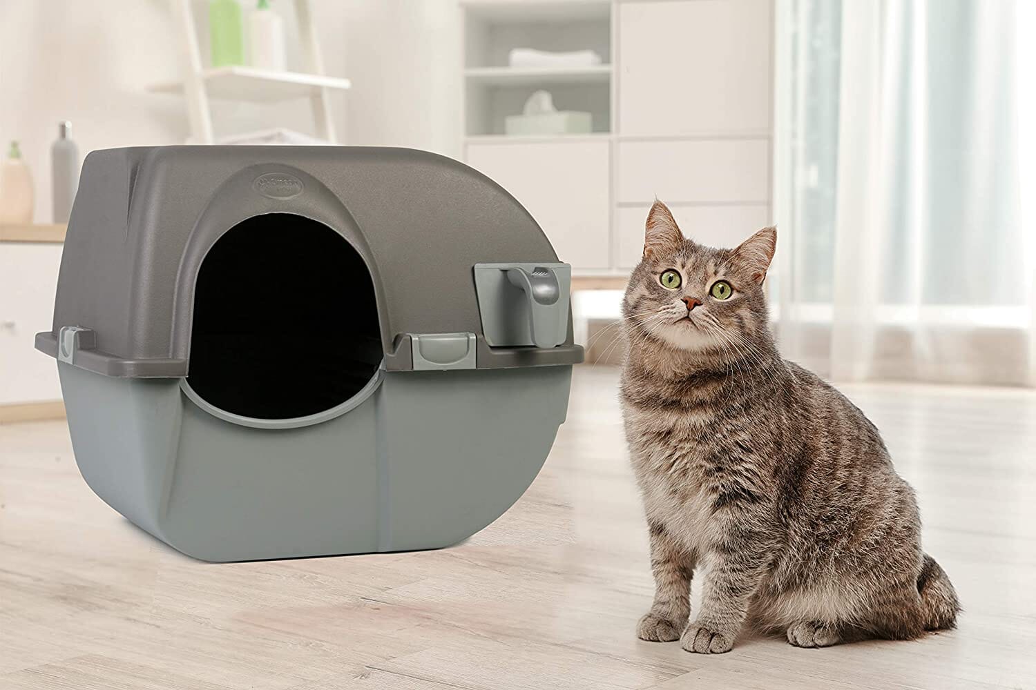 Omega Paw Omega Paw Self-Cleaning Cat Litter Box - Brown/Taupe - Medium  