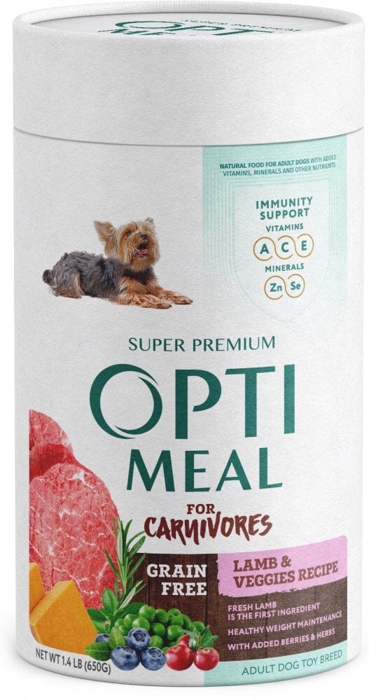 Optimeal for Carnivores Toy Breed Grain Free Weight Management Lamb & Veggies Recipe Adult Dog Dry Food  