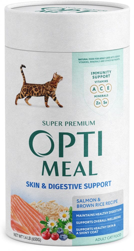 Optimeal Skin & Digestive Support Salmon & Brown Rice Recipe Adult Cat Dry Food  