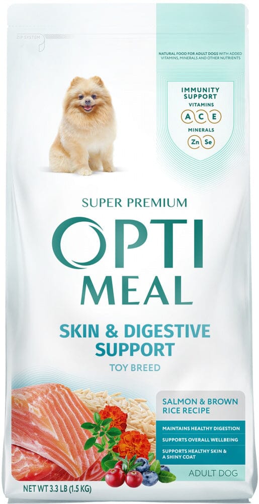 Optimeal Toy Breed Skin & Digestive Support Salmon & Brown Rice Recipe Adult Dog Dry Food  