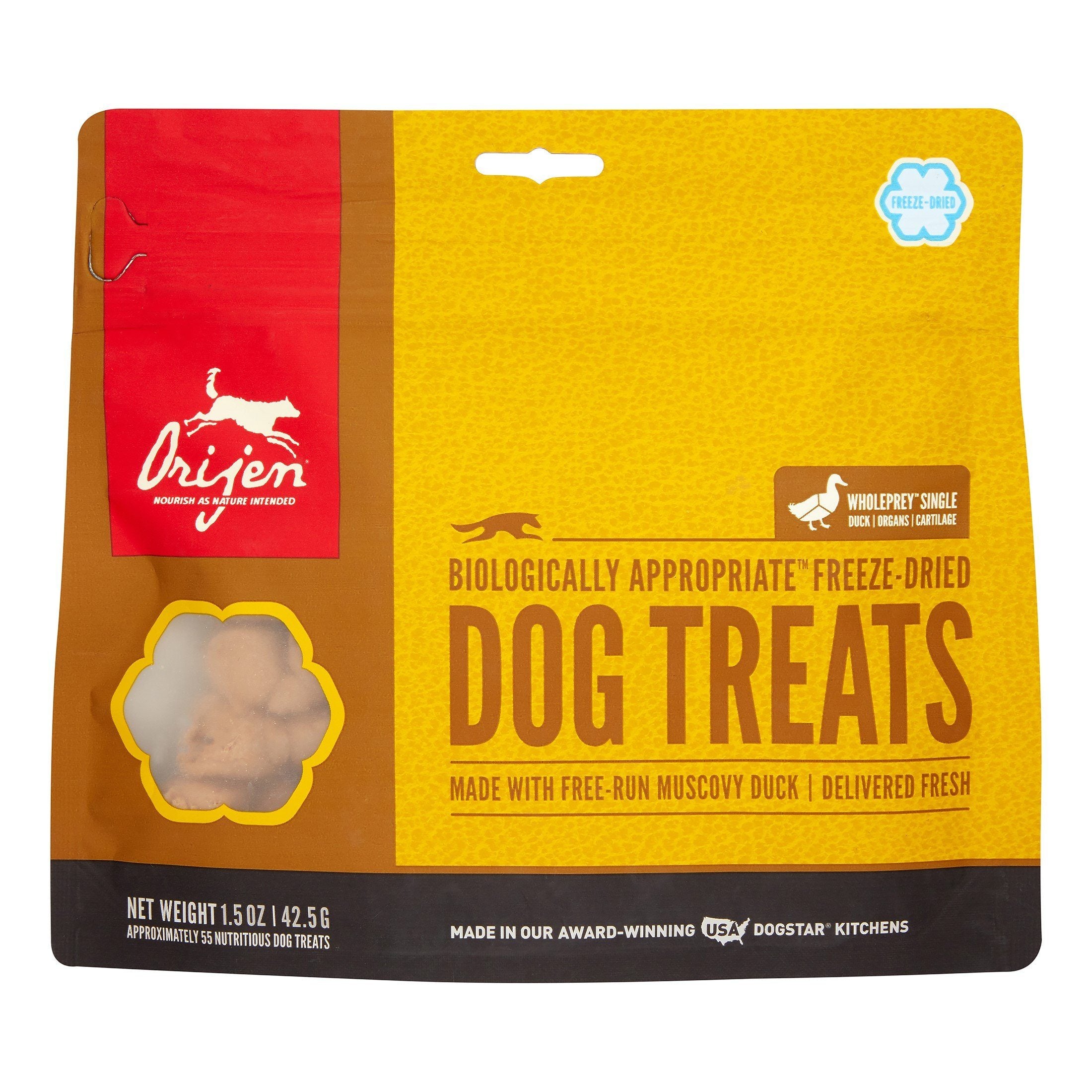 Orijen 'Kentucky Dogstar Chicken' Free Run Duck Freeze-Dried Dog Treats - 1.5 oz Bag  