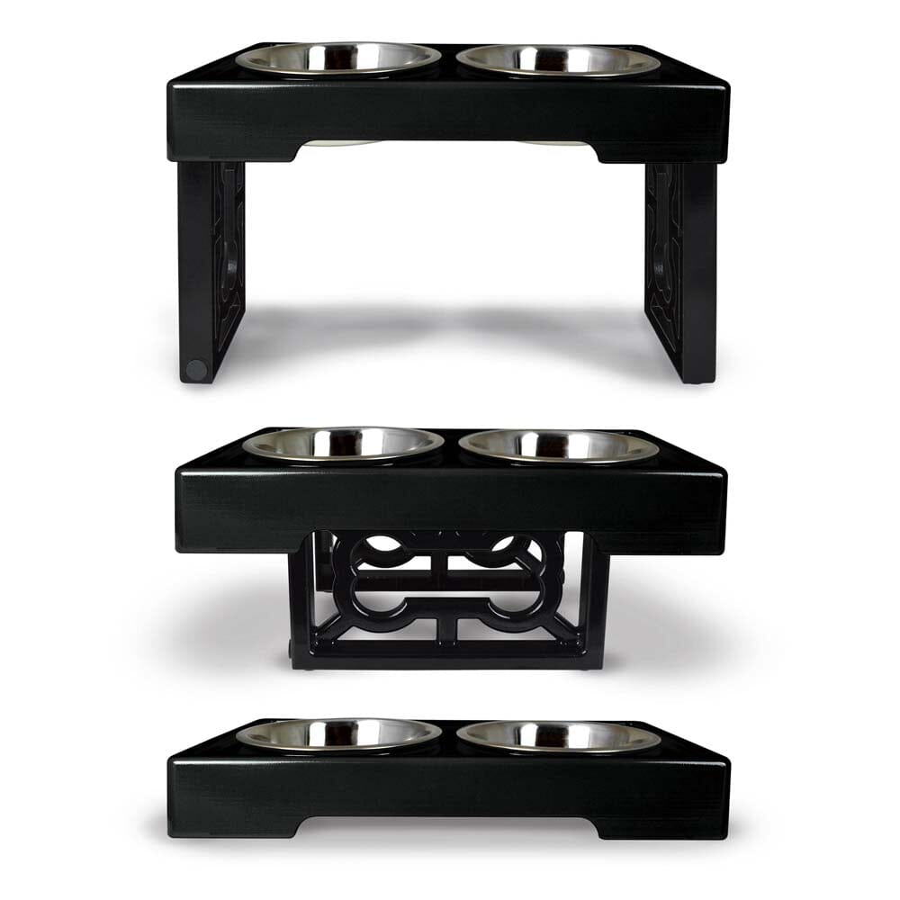 Chic Elevated Slow Feeder Dog Bowl Stand Set, Large Dog. Modern Stainless  Steel