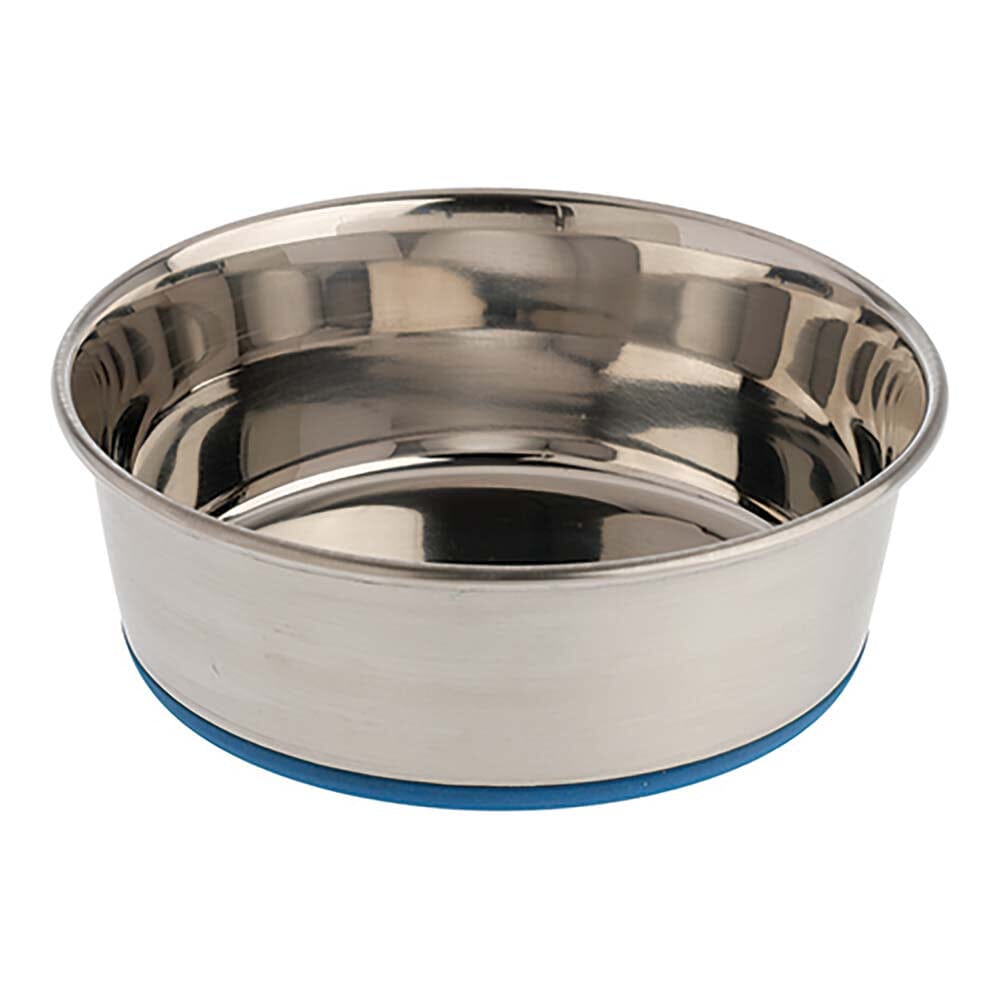 OurPets Rubber-Bonded Premium Stainless Steel Dog Bowl Silver  