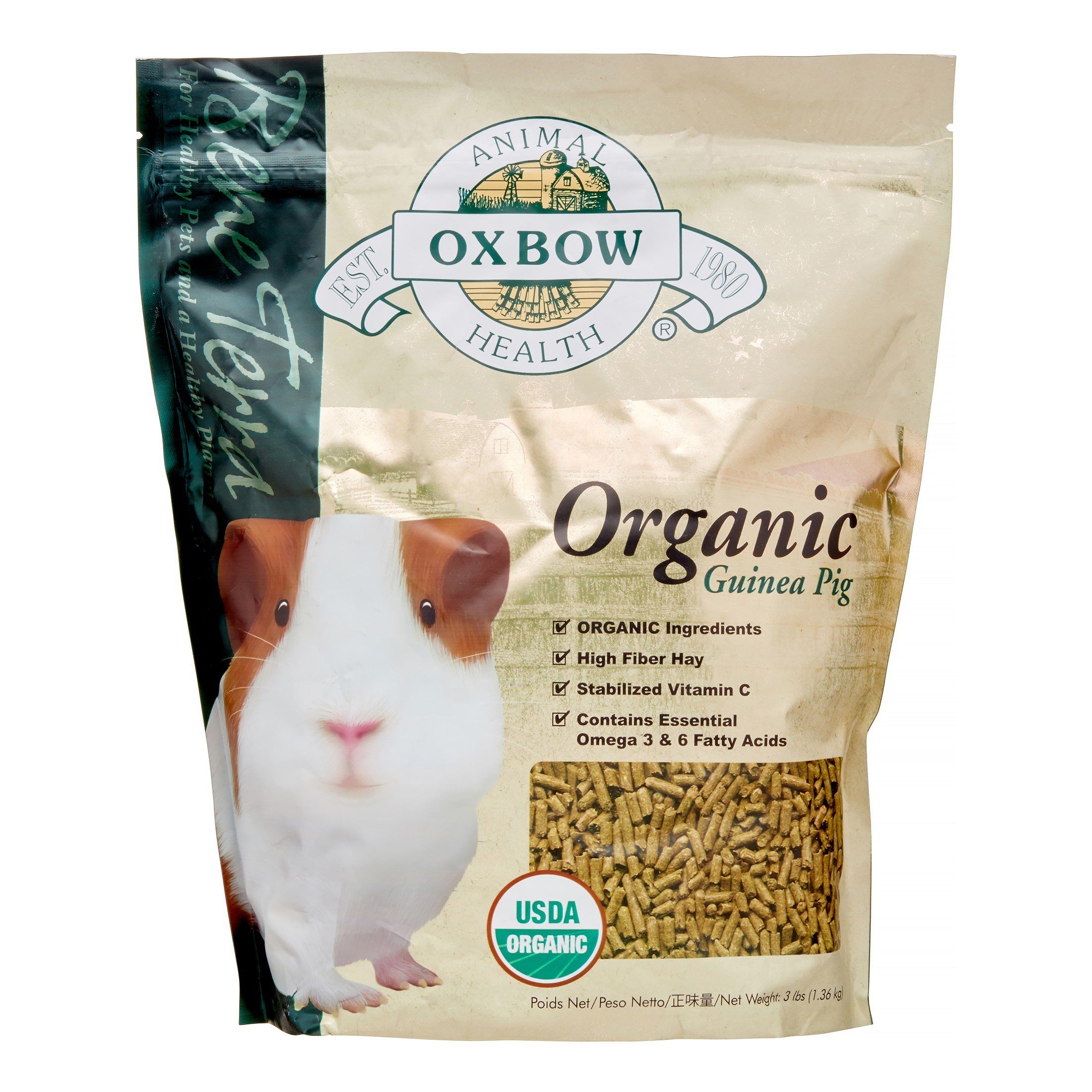 Oxbow Organic Bounty Adult Guinea Pig Food Small Animal Hay - 3 lb Bag  