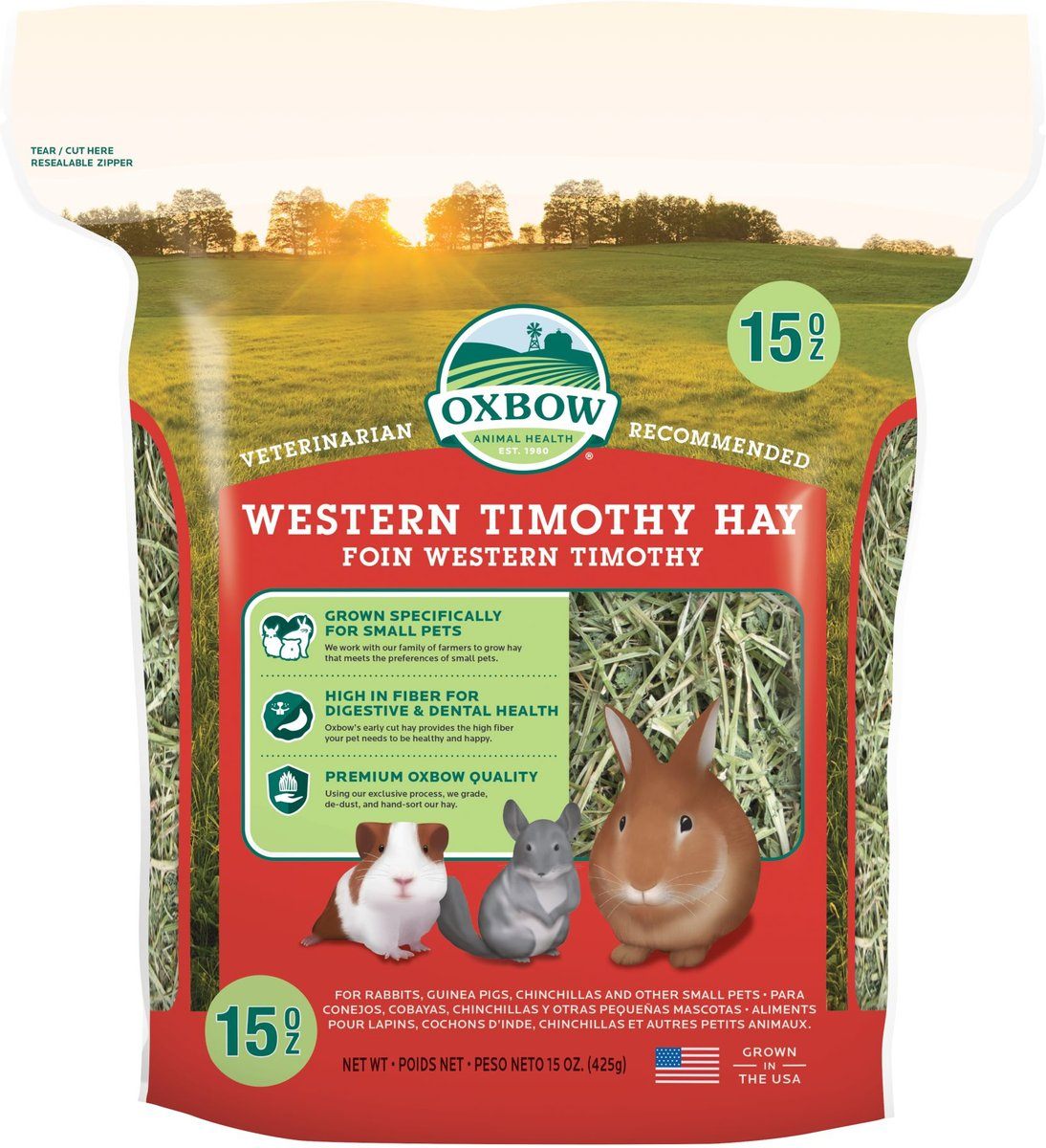 Oxbow Western Timothy Hay Small Animal Hay - 15 oz Bag  