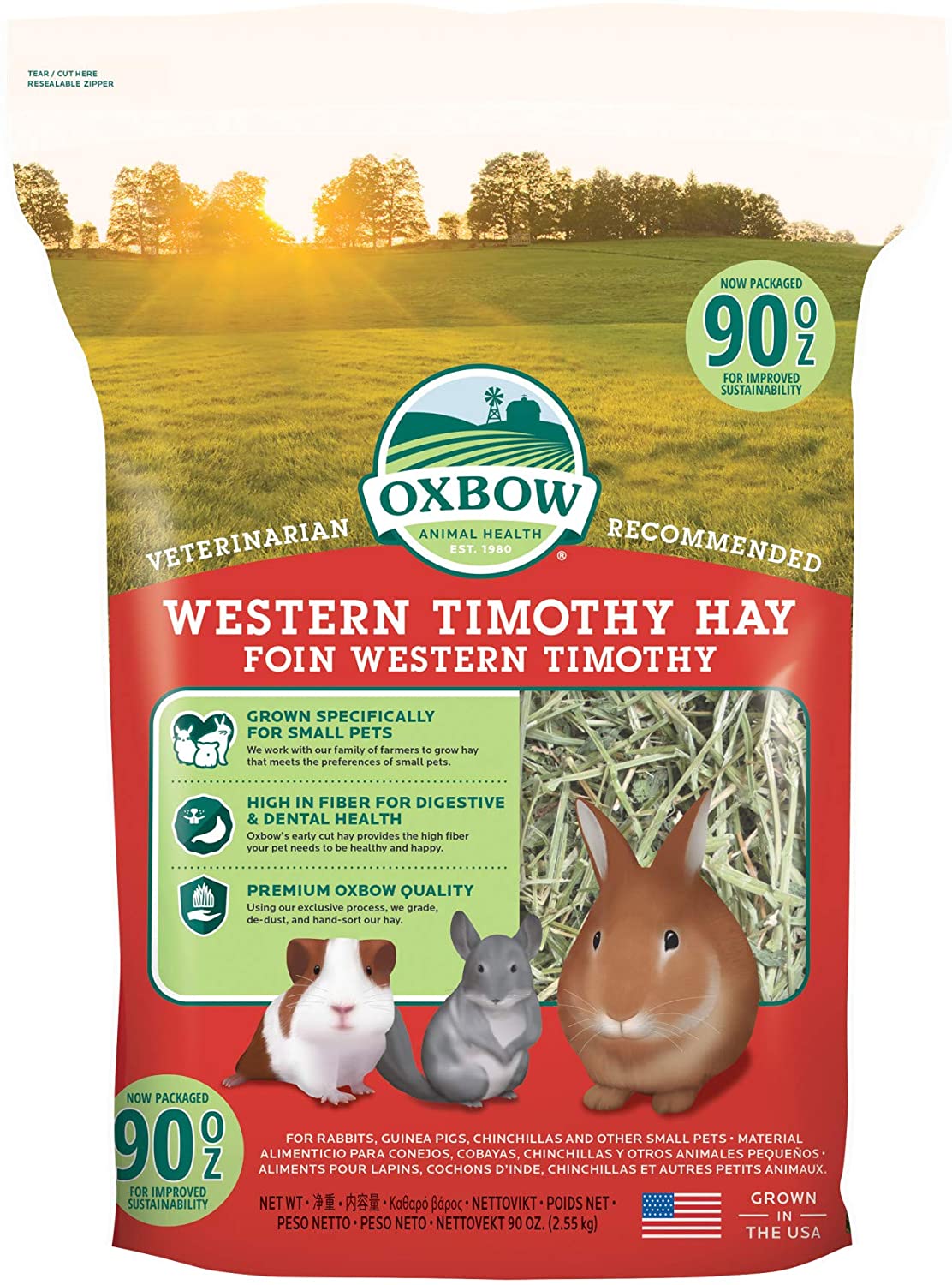 Oxbow Western Timothy Hay Small Animal Hay - 90 oz Bag  