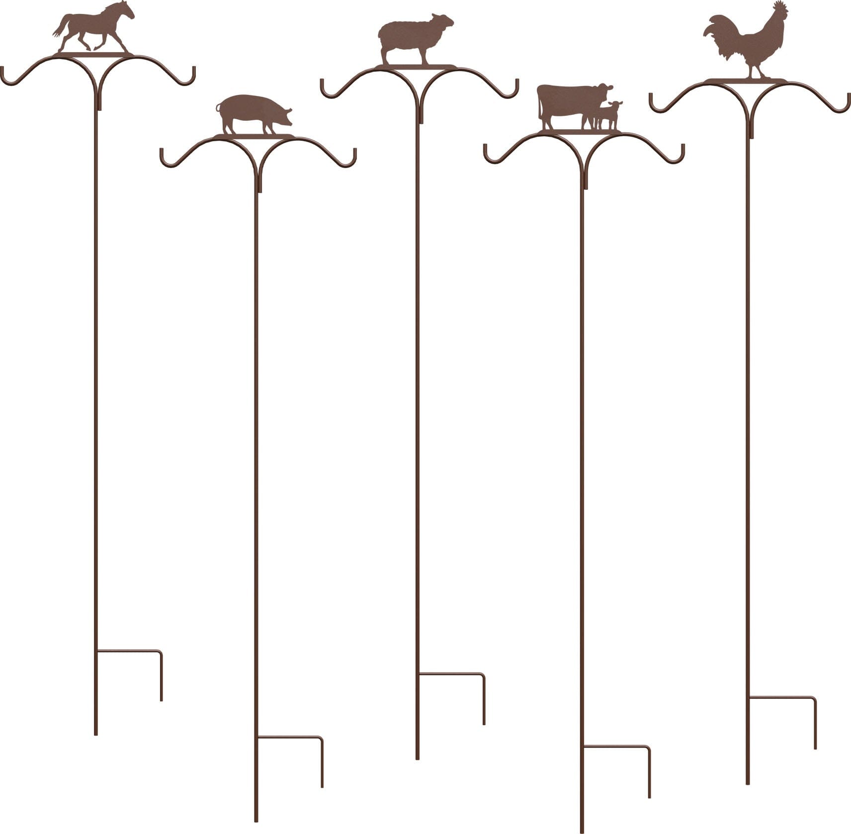 Panacea Products Double Barnyard Assortment Shepherd Hook Wild Bird Accessories - Rust - 84 In - 5 Pack  