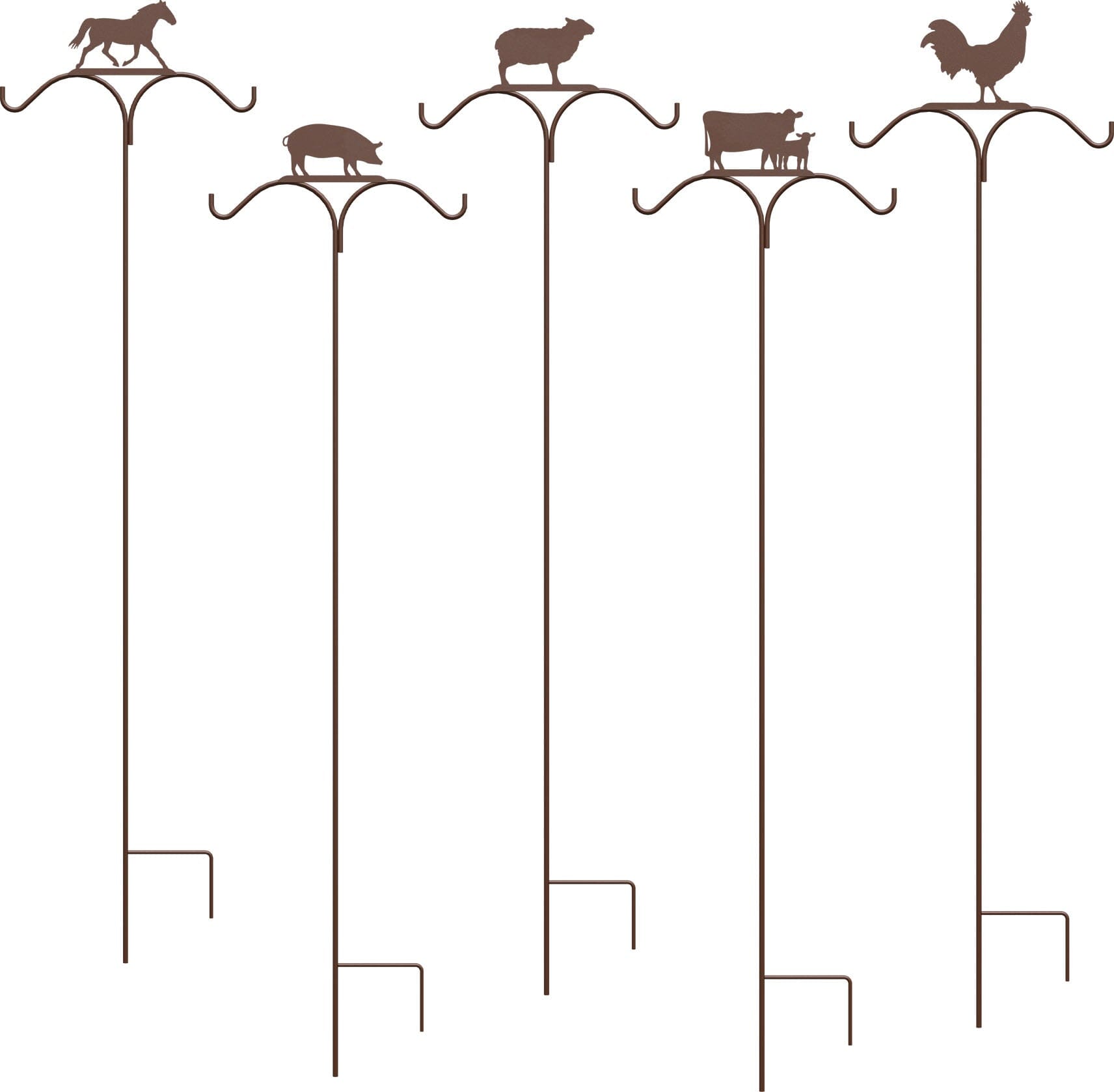 Panacea Products Double Barnyard Assortment Shepherd Hook Wild Bird Accessories - Rust - 84 In - 5 Pack  
