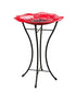 Panacea Products Glass Bird Bath with Stand - Red Poppy - 16 In  