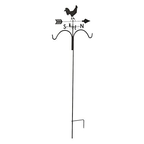 Panacea Products Weathervane Rooster Shepherd Hook Wild Bird Accessories - Black - 78 In - 4 Pack