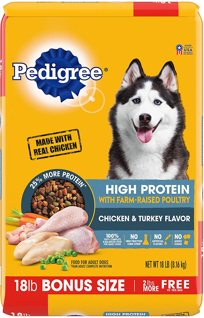 Pedigree Adult Complete and Balanced High Protein Chicken & Turkey Dry Dog Food - 20.4 ...
