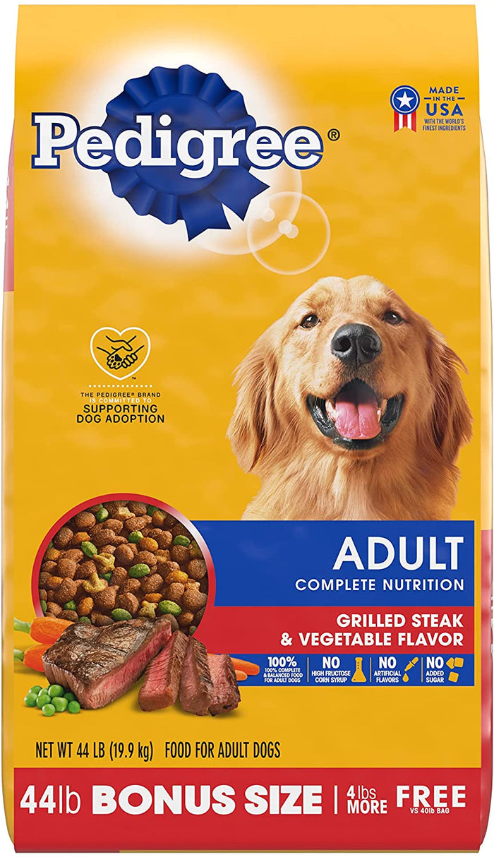 Pedigree Adult Complete Nutrition Grilled Steak and Vegetables Dry Dog Food - 50 lb Bag