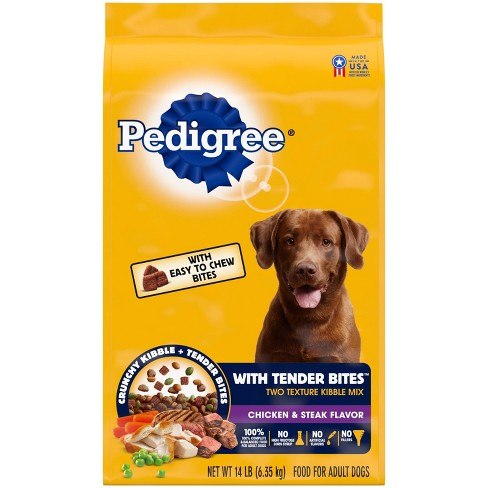 Pedigree Adult Dog Chicken and Steak Complete and Balanced Tender Bites Dry Dog Food - ...