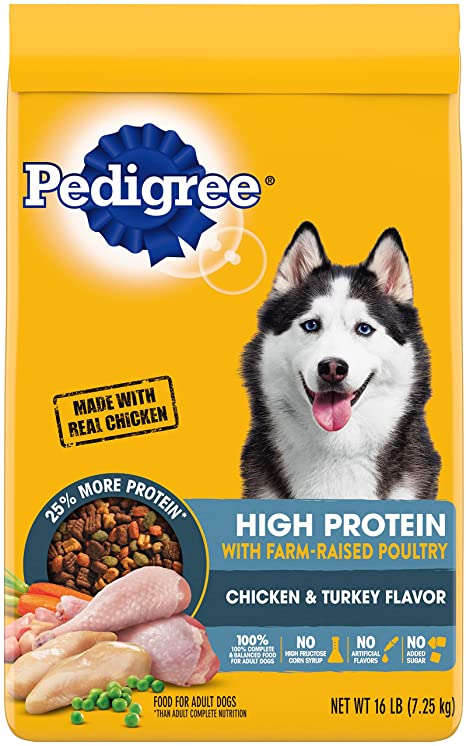 Pedigree Adult High Protein Complete and Balanced Chicken and Turkey Dry Dog Food - 16 lb Bag  