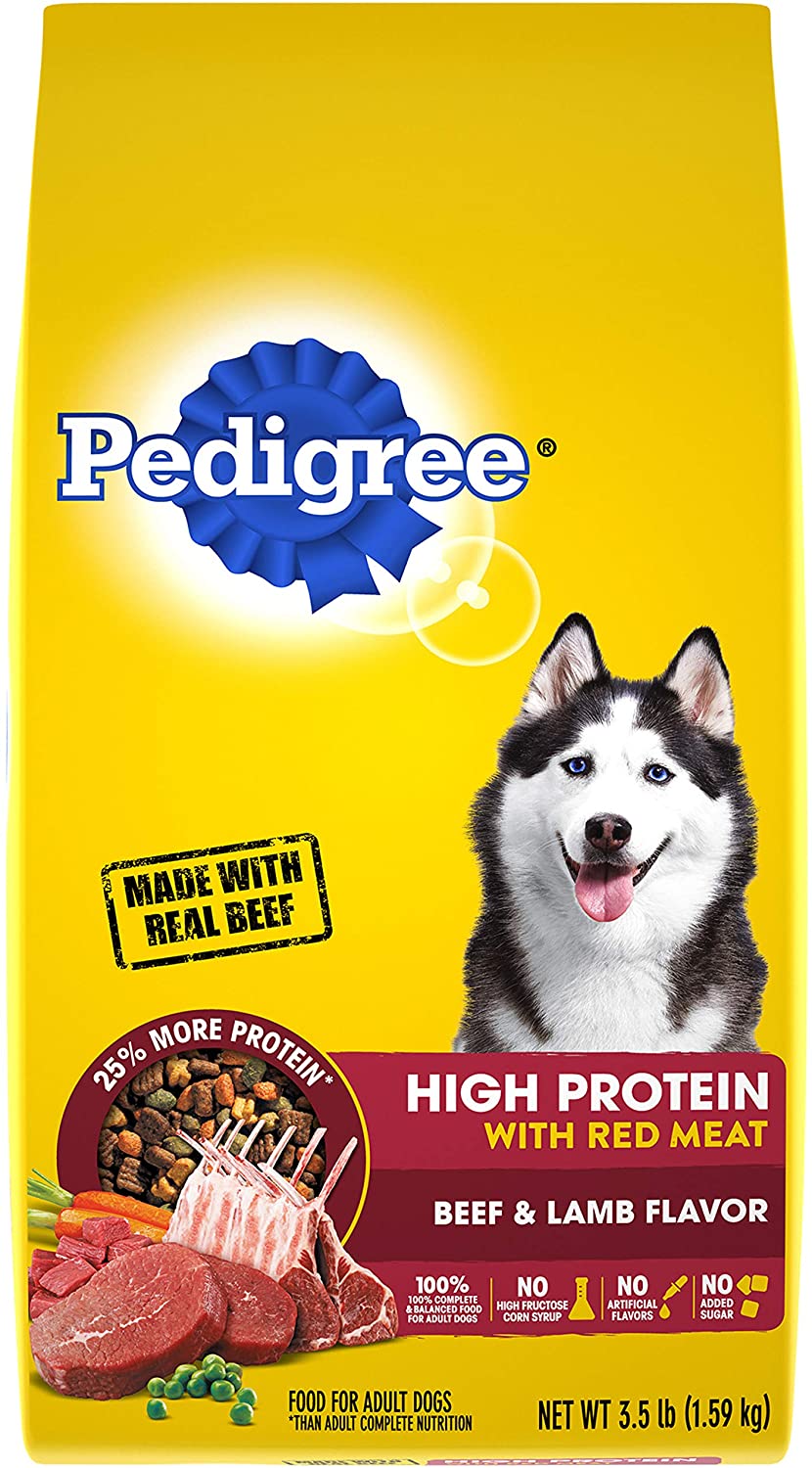 Pedigree Adult High Protein Red Meat Beef and Lamb Dry Dog Food - 3.5 lb Bag  