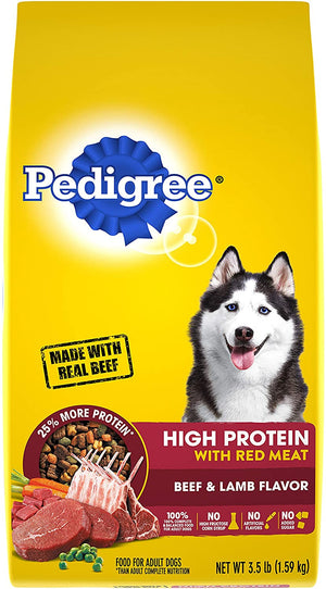 Pedigree Adult High Protein Red Meat Beef and Lamb Dry Dog Food - 3.5 lb Bag