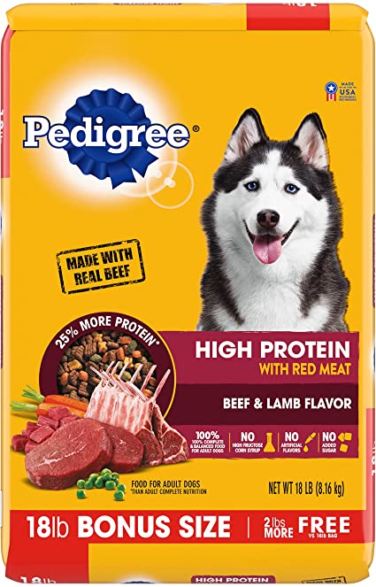 Pedigree Adult High Protein Red Meat Complete Beef and Lamb Dry Dog Food - 16 lb Bag  