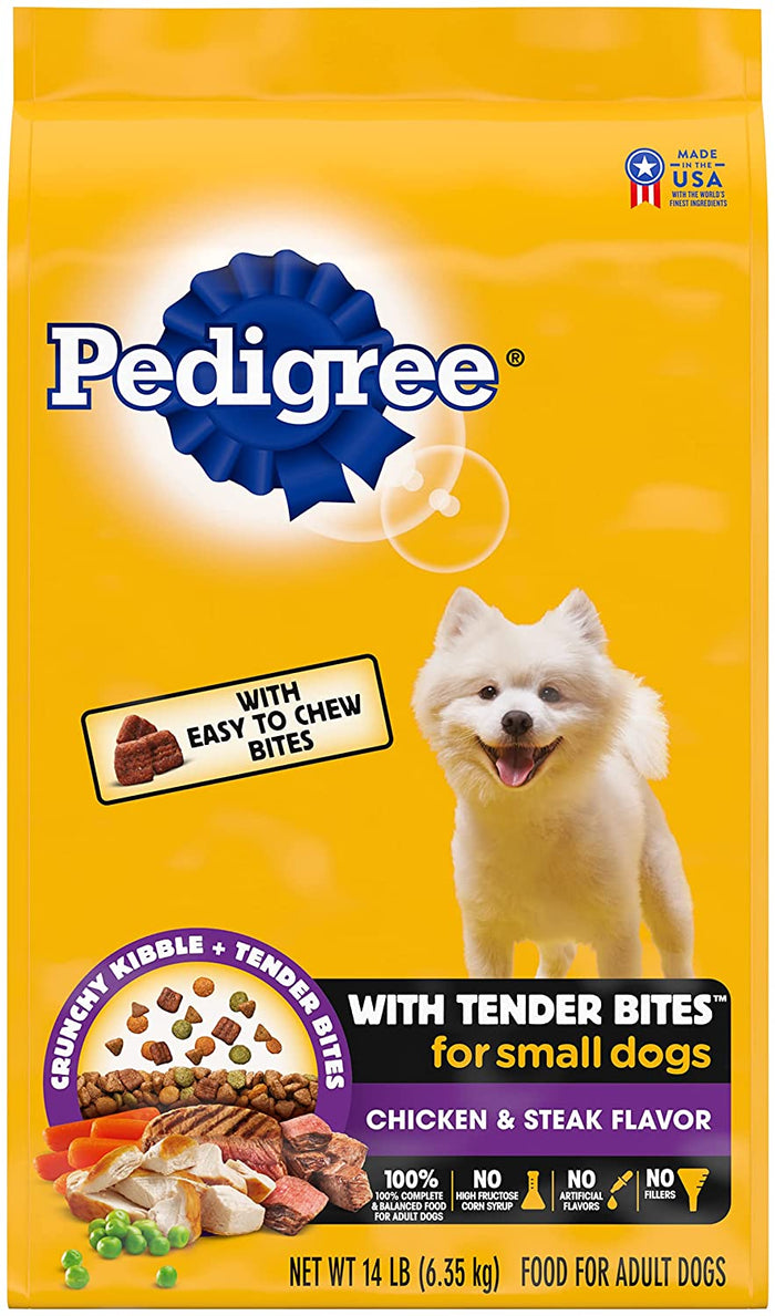 Pedigree Adult Small Dog Complete and Balanced Chicken and Rice Tender Bites Dry Dog Fo...