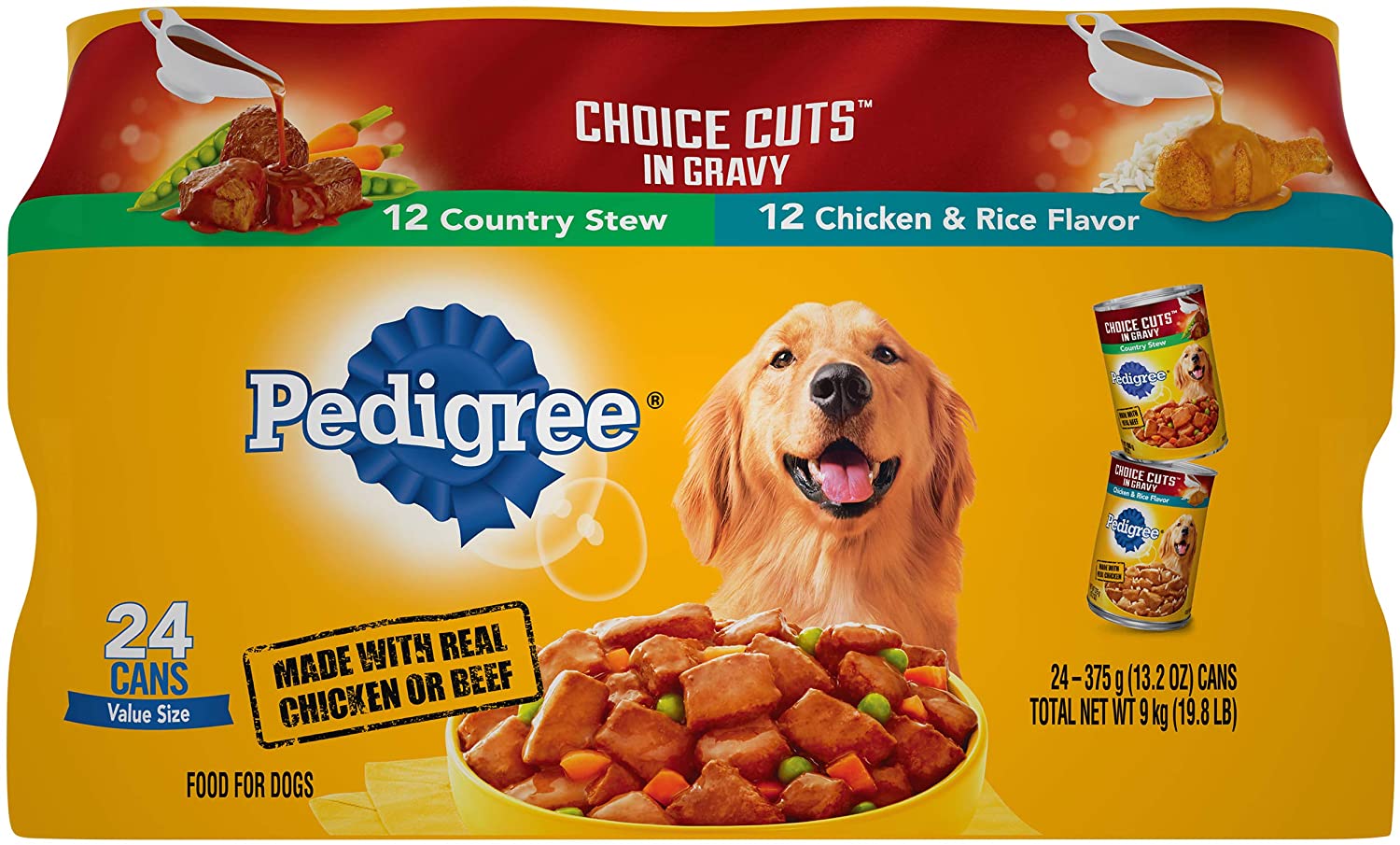 Pedigree Choice Cuts Multi-Pack Chicken and Rice Stew Canned Dog Food - 13.2 oz - Case of 24  