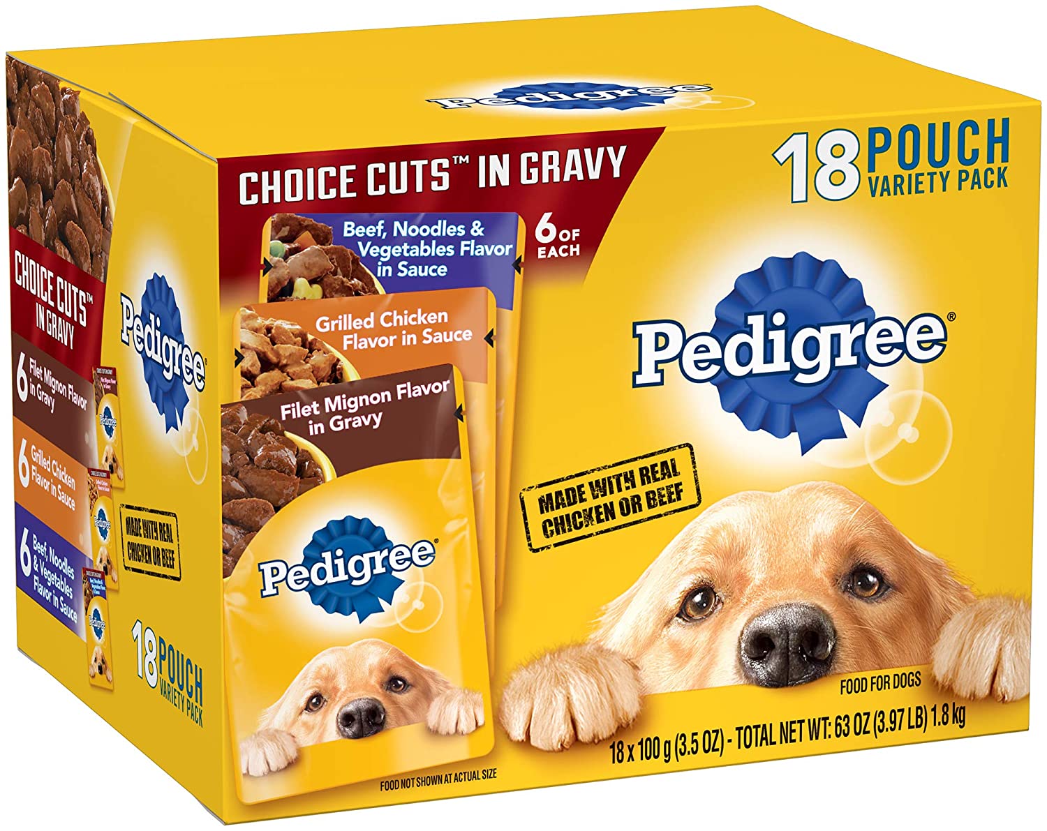 Pedigree Cuts in Gravy Multi-Pack Grilled Chicken and Beef with Noodles Canned Dog Food - 13.2 oz - Case of 18  