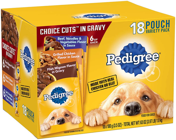 Pedigree Cuts in Gravy Multi-Pack Grilled Chicken and Beef with Noodles Canned Dog Food...