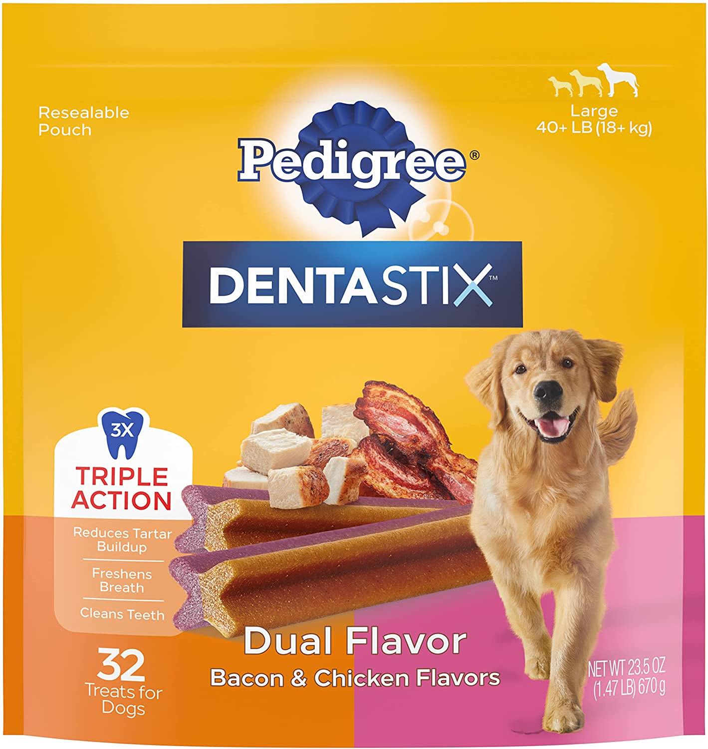 Pedigree Dentastix Dual Flavor Large  Dog Dental Chew Treats - 1.47 lb - 32 Count  