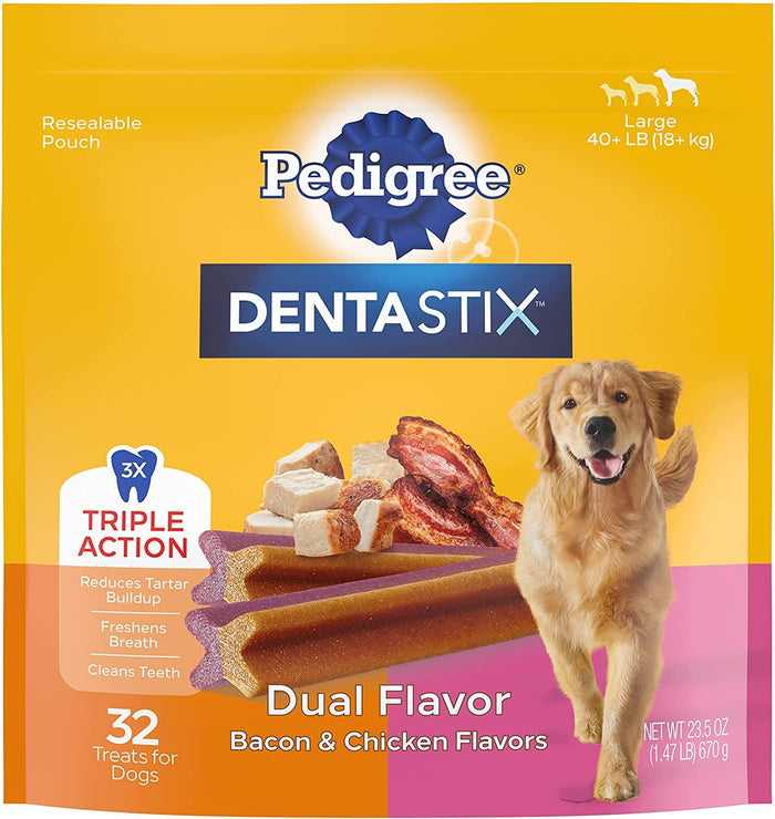 Pedigree Dentastix Dual Flavor Large  Dog Dental Chew Treats - 1.47 lb - 32 Count