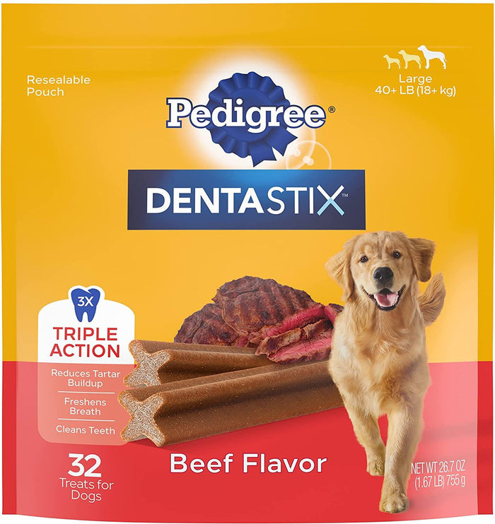 Pedigree Dentastix Large Beef  Dog Dental Chew Treats - 1.67 lb - 32 Count