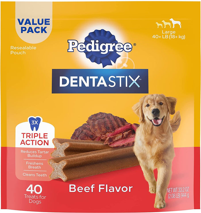 Pedigree Dentastix Large Beef  Dog Dental Chew Treats - 2.08 lb - 40 Count