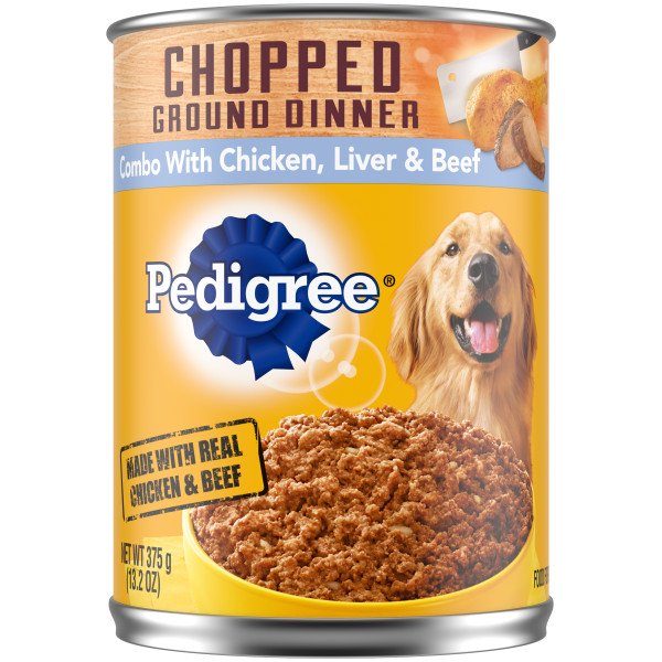 Pedigree Ground Asst Combo Beef Liver and Beef Canned Dog Food - 13.2 oz - Case of 12