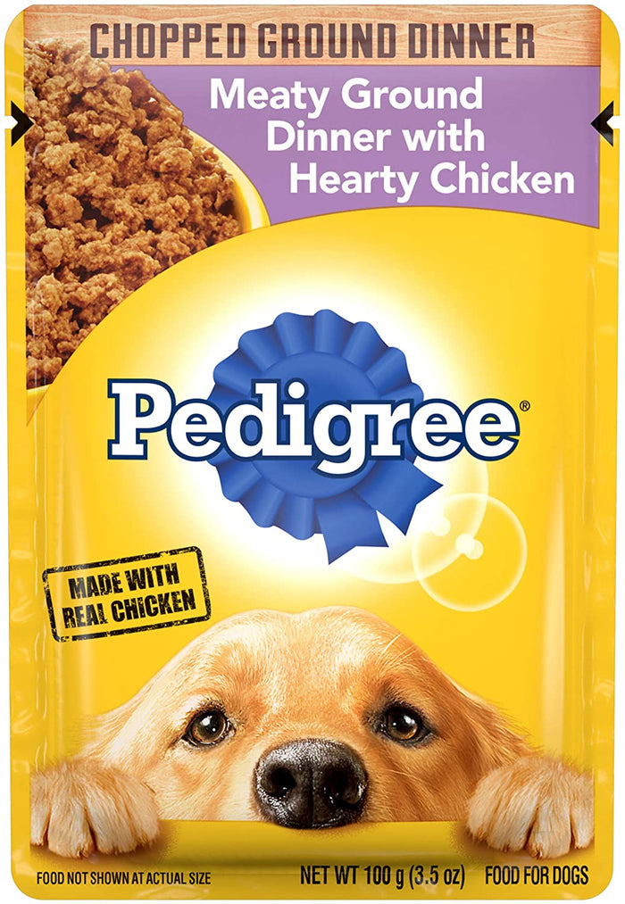 Pedigree Meaty Ground with Hearty Chicken  Canned Dog Food - 3.5 oz - Case of 16
