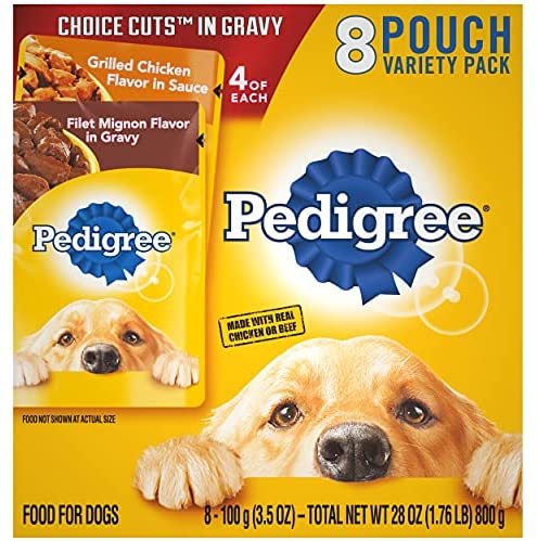 Pedigree Pouch Filet and Grilled Chicken Cuts in Gravy Multi-Pack Wet Dog Food - 3.5 oz - Case of 8  