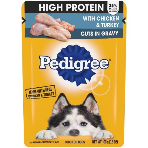 Pedigree Pouch High Protein Chicken and Turkey Wet Dog Food - 3.5 oz - Case of 16