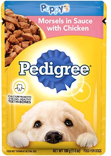 Pedigree Puppy Ground Morsels in Sauce with Chicken Pouches Canned Dog Food - 3.5 oz - ...