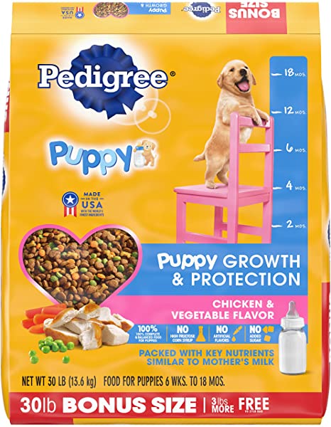 Pedigree Puppy Growth and Protection Chicken and Vegetables Dry Dog Food - 30 lb Bag  