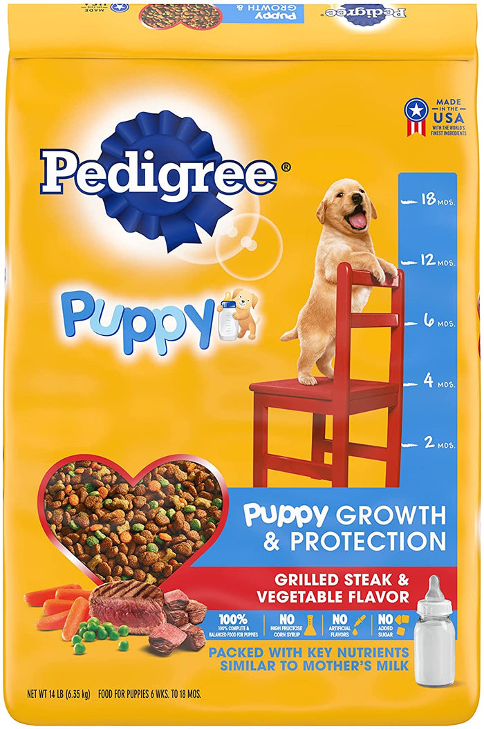 Pedigree Puppy Growth and Protection Complete Steak and Vegetables Dry Dog Food - 16.3 ...